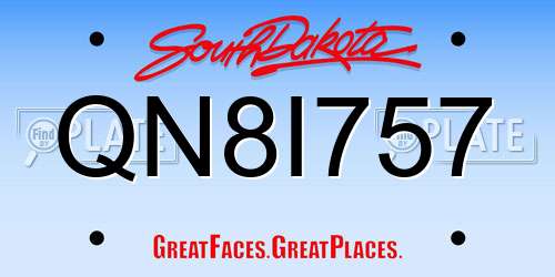 QN8I757 South Dakota License Plate