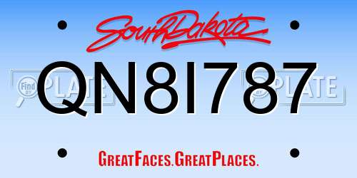 QN8I787 South Dakota License Plate