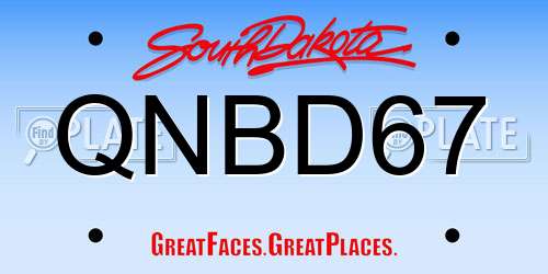 QNBD67 South Dakota License Plate