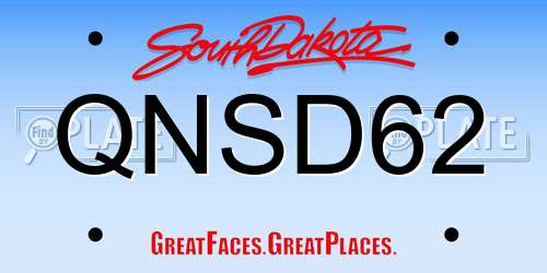 QNSD62 South Dakota License Plate