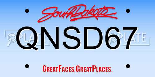 QNSD67 South Dakota License Plate