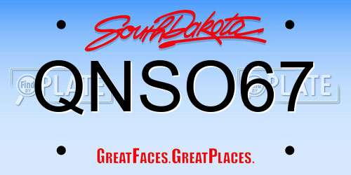 QNSO67 South Dakota License Plate