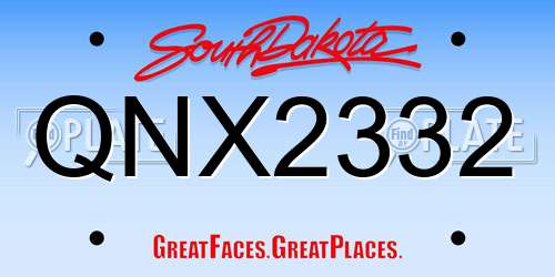 QNX2332 South Dakota License Plate