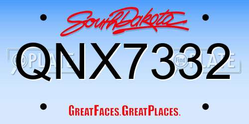 QNX7332 South Dakota License Plate