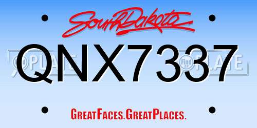 QNX7337 South Dakota License Plate