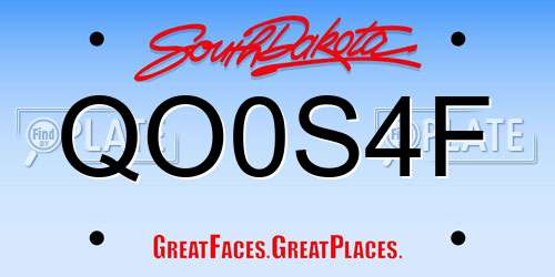 QO0S4F South Dakota License Plate