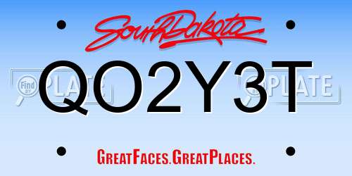 QO2Y3T South Dakota License Plate