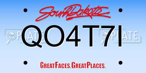 QO4T7I South Dakota License Plate