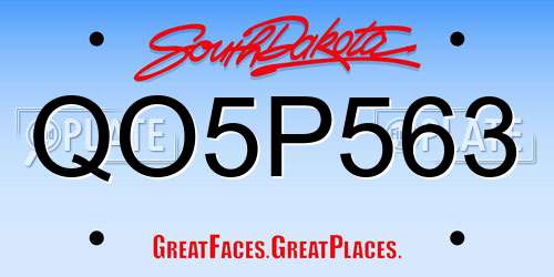 QO5P563 South Dakota License Plate