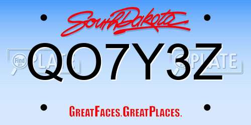 QO7Y3Z South Dakota License Plate