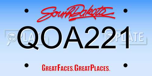 QOA221 South Dakota License Plate