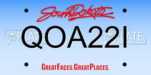 QOA22I South Dakota License Plate