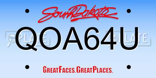 QOA64U South Dakota License Plate