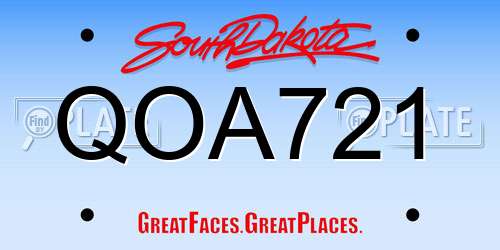 QOA721 South Dakota License Plate
