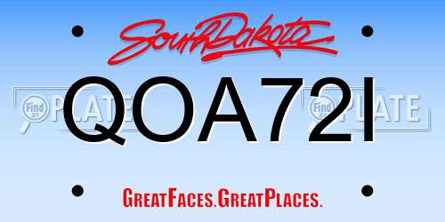 QOA72I South Dakota License Plate