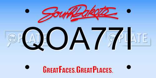 QOA77I South Dakota License Plate