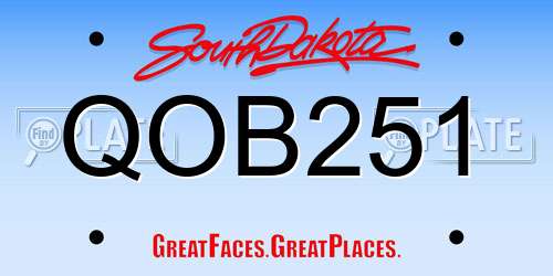 QOB251 South Dakota License Plate