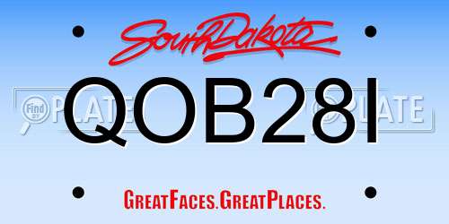 QOB28I South Dakota License Plate