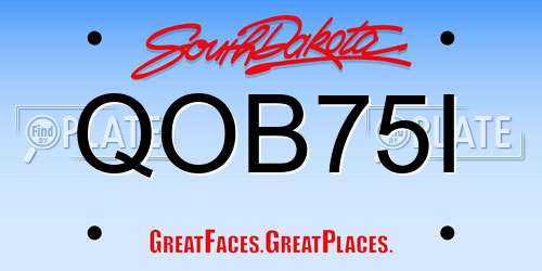 QOB75I South Dakota License Plate