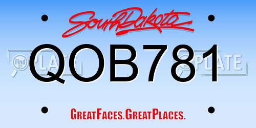QOB781 South Dakota License Plate