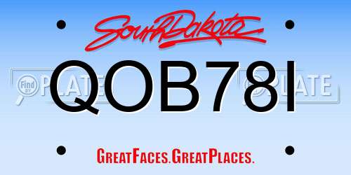 QOB78I South Dakota License Plate