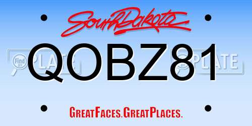 QOBZ81 South Dakota License Plate
