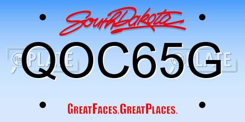 QOC65G South Dakota License Plate