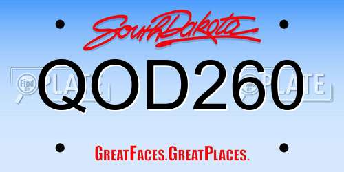 QOD260 South Dakota License Plate