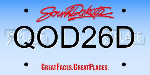 QOD26D South Dakota License Plate