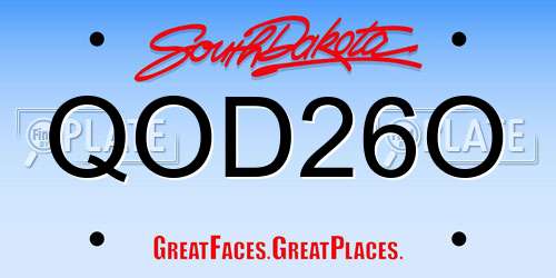 QOD26O South Dakota License Plate