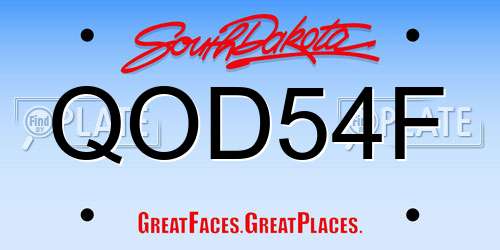 QOD54F South Dakota License Plate