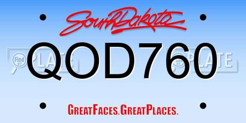 QOD760 South Dakota License Plate