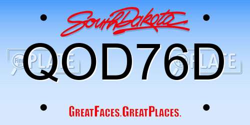 QOD76D South Dakota License Plate