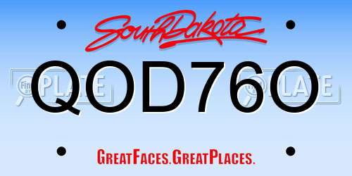 QOD76O South Dakota License Plate