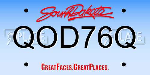 QOD76Q South Dakota License Plate