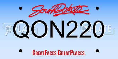 QON220 South Dakota License Plate
