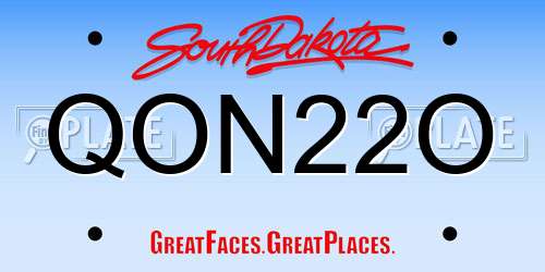 QON22O South Dakota License Plate