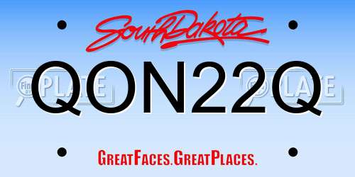 QON22Q South Dakota License Plate