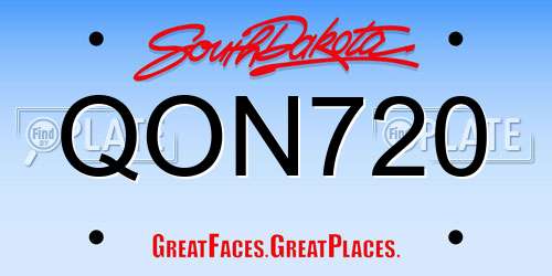 QON720 South Dakota License Plate