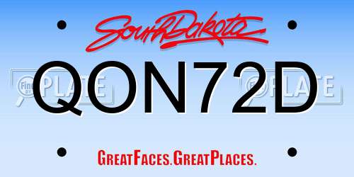 QON72D South Dakota License Plate