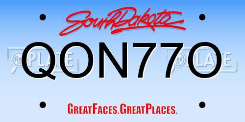 QON77O South Dakota License Plate