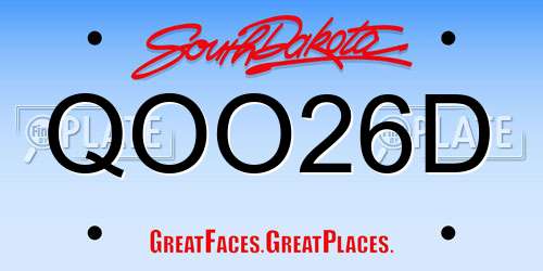 QOO26D South Dakota License Plate