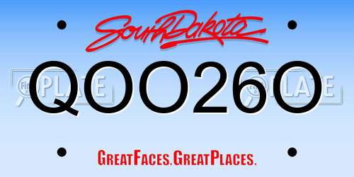 QOO26O South Dakota License Plate