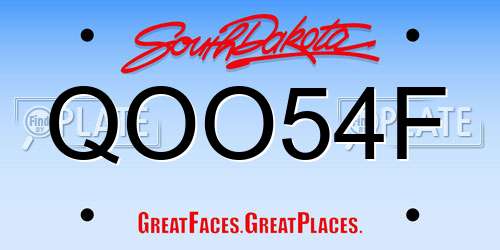 QOO54F South Dakota License Plate