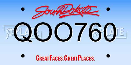 QOO760 South Dakota License Plate