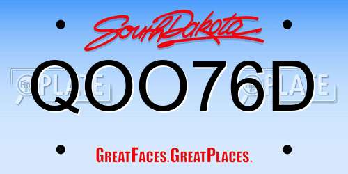 QOO76D South Dakota License Plate
