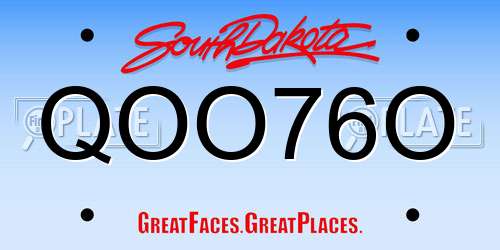 QOO76O South Dakota License Plate