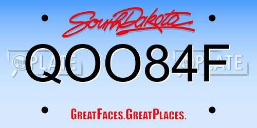 QOO84F South Dakota License Plate