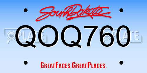 QOQ760 South Dakota License Plate