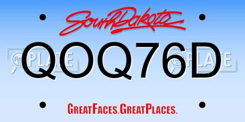QOQ76D South Dakota License Plate